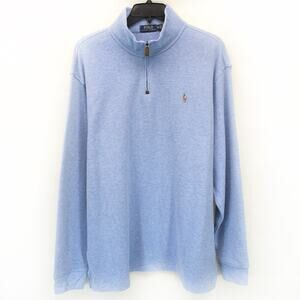 POLO by Ralph Lauren Blue Cotton Sweater Mock Neck Long Sleeve Golf Pony 2XL